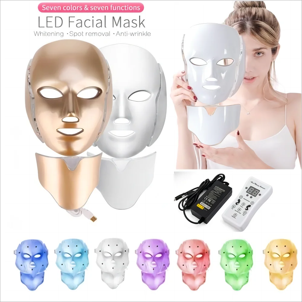 Glow7 LED Beauty Face and Neck Mask – 7-Color Light Therapy Mask