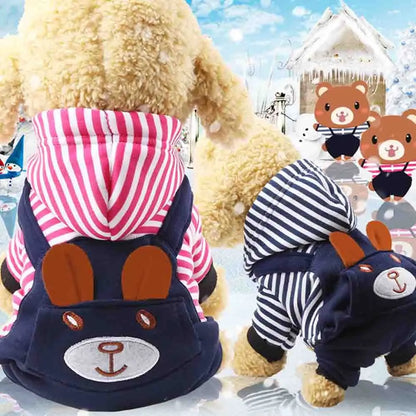 Striped Dog Hoodie Winter Outfit