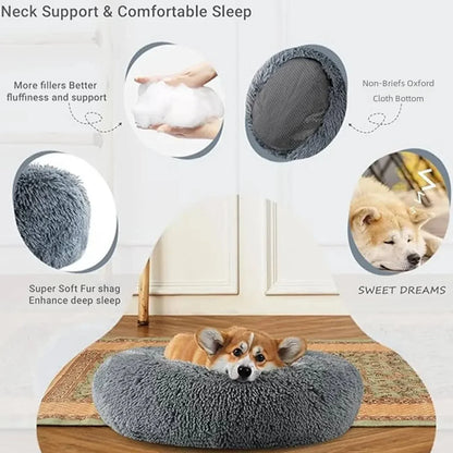 Calming Orthopedic Donut Bed for Dogs & Cats