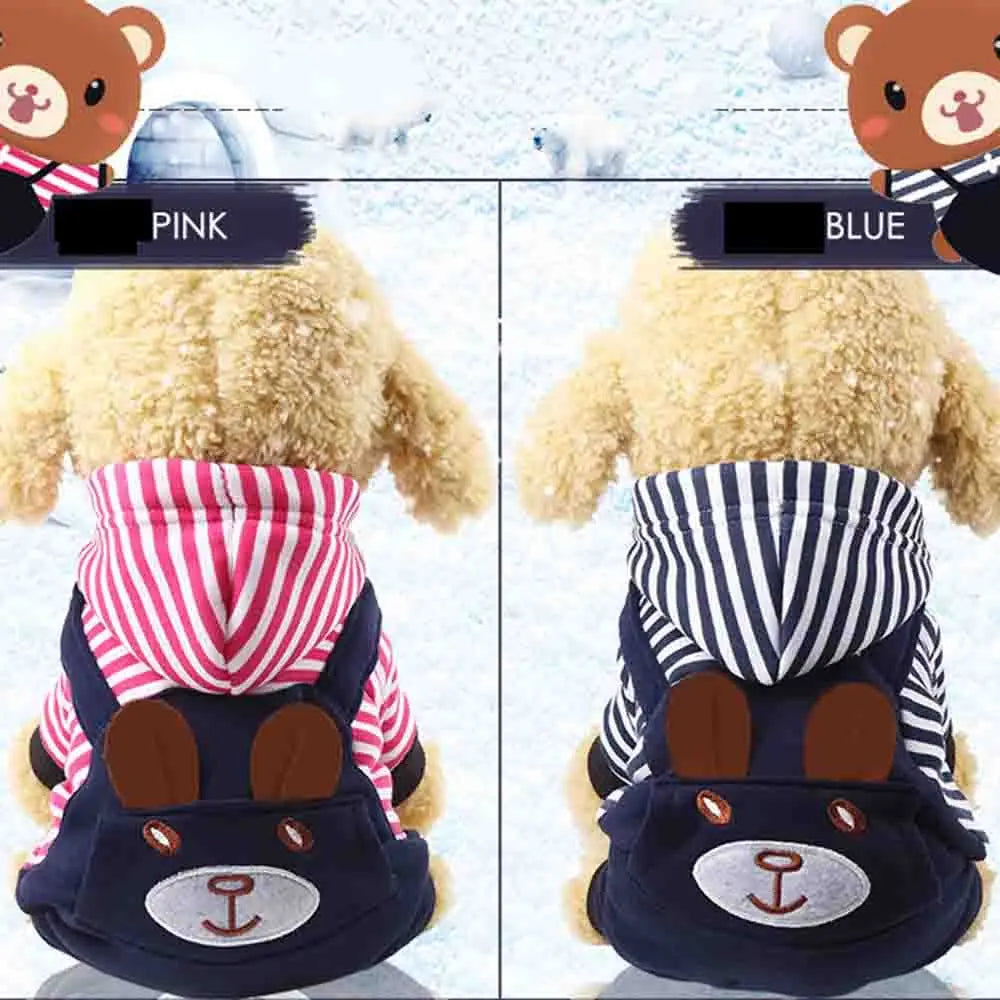 Striped Dog Hoodie Winter Outfit