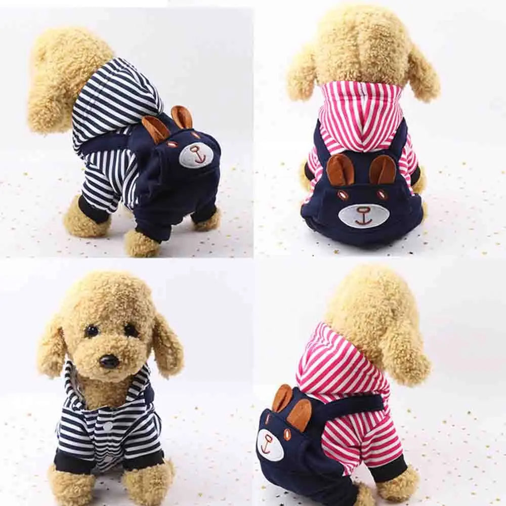 Striped Dog Hoodie Winter Outfit