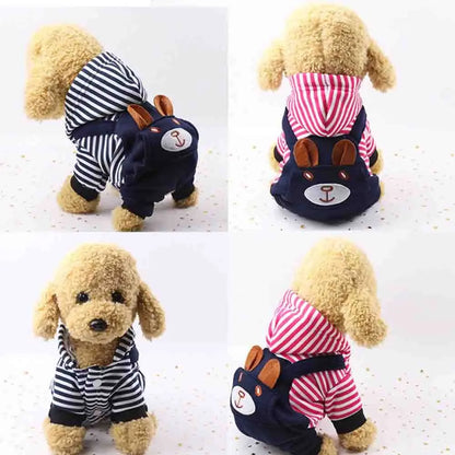 Striped Dog Hoodie Winter Outfit