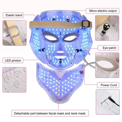 Glow7 LED Beauty Face and Neck Mask – 7-Color Light Therapy Mask