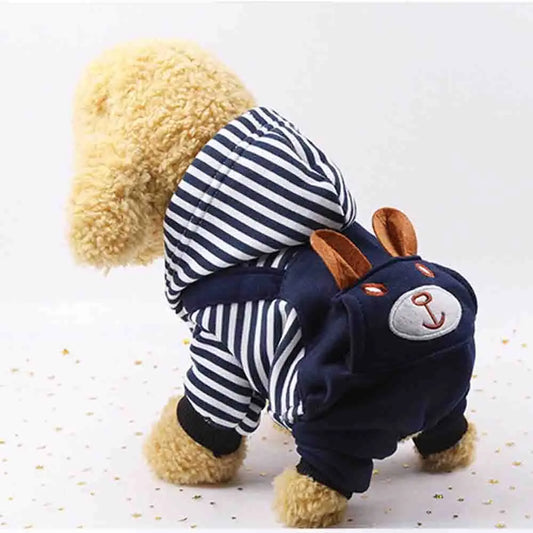 Striped Dog Hoodie Winter Outfit