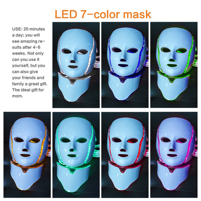Glow7 LED Beauty Face and Neck Mask – 7-Color Light Therapy Mask
