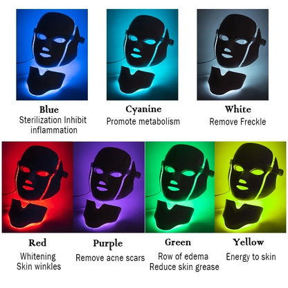 Glow7 LED Beauty Face and Neck Mask – 7-Color Light Therapy Mask