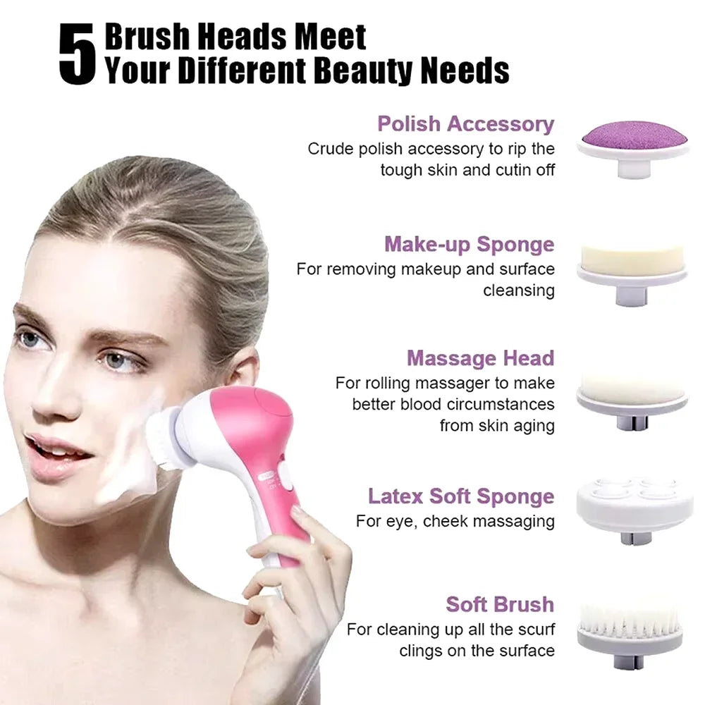 5 in 1 Electric Facial Cleansing Brush Set