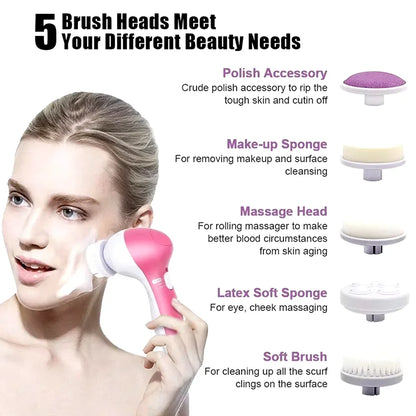 5 in 1 Electric Facial Cleansing Brush Set